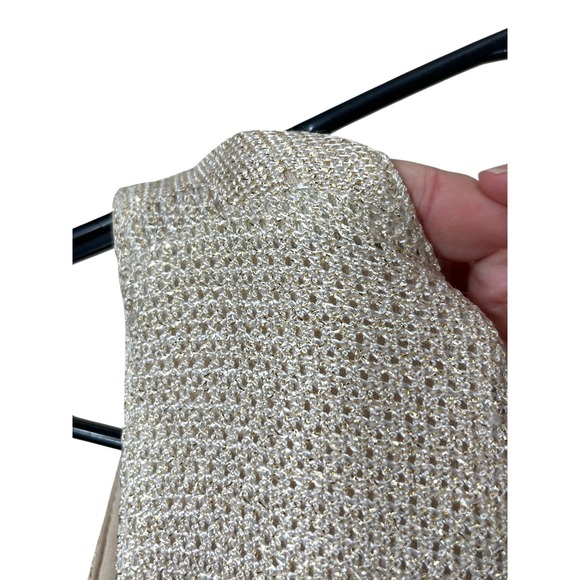 Onyx Nite Womens Dress Size 4 Sleeveless Gold Metallic Crochet Party Cocktail - Picture 8 of 8